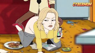 Black Plumber Fucks Married Housewife While Cuckold Husband Cooks BBQ. Cartoon RimJob
