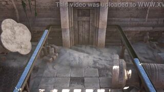 An awakened statue in a tomb destroys Lara Croft's ass and pussy. 3D Animated