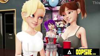 OOPSIE - Three Futanari Friends Whip Out Cocks For Wild Hardcore Threesome In Theater! ANIMATED PORN!