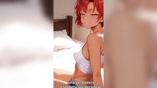 The beautiful Akari loves the gym, ice cream, and rough sex with her partner - Anime - Spanish audio - ASMR