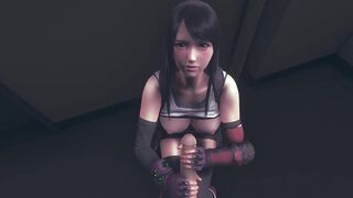 Tifa Lockhart from Final Fantasy VII big tits make me the best blowjob ever to get massive cumshot from big dick - 3d porn sfm animation