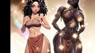 AI Generated - Hentai cartoon sexy beautiful animated anime african american black ebony european trans goddess stripper fucks step sister raw and cums inside her pussy without condom