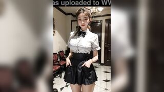 (3D ANIMATED HENTAI ASIAN MODEL) wearing a maid outfit (with pussy masturbation ASMR sound!)