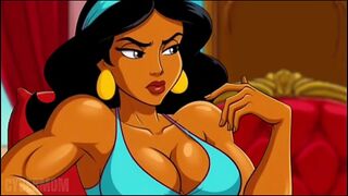 Aladdin and Princess Jasmine make Shameful Wishes to the Genie. Cartoon Porn Parody.