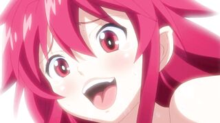 Cute redhead anime girl blows two guys and swallows semen