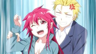 Cute redhead anime girl blows two guys and swallows semen