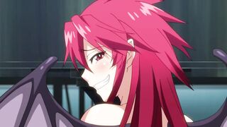 Cute redhead anime girl blows two guys and swallows semen