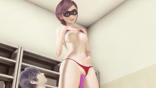 Helen Parr (The Incredibles) cunnilingus for her shaved pussy after hard workday to orgasm and squirt on my face