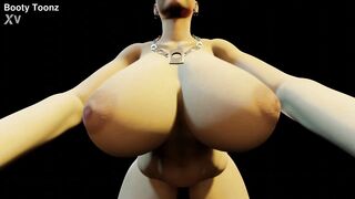 Big tit busty 3d brunette is bent over and fucked in her ass doggy style in a cool hentai cartoon