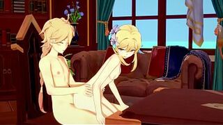 Genshin Impact Hentai - Aether and Lumine Sucking and fucking - 3D Anime cartoon Video Game Porn Video