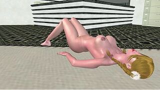 Office Candy Double Stuff: 3D Cartoon Girl's Lollypop Anal Orgasms